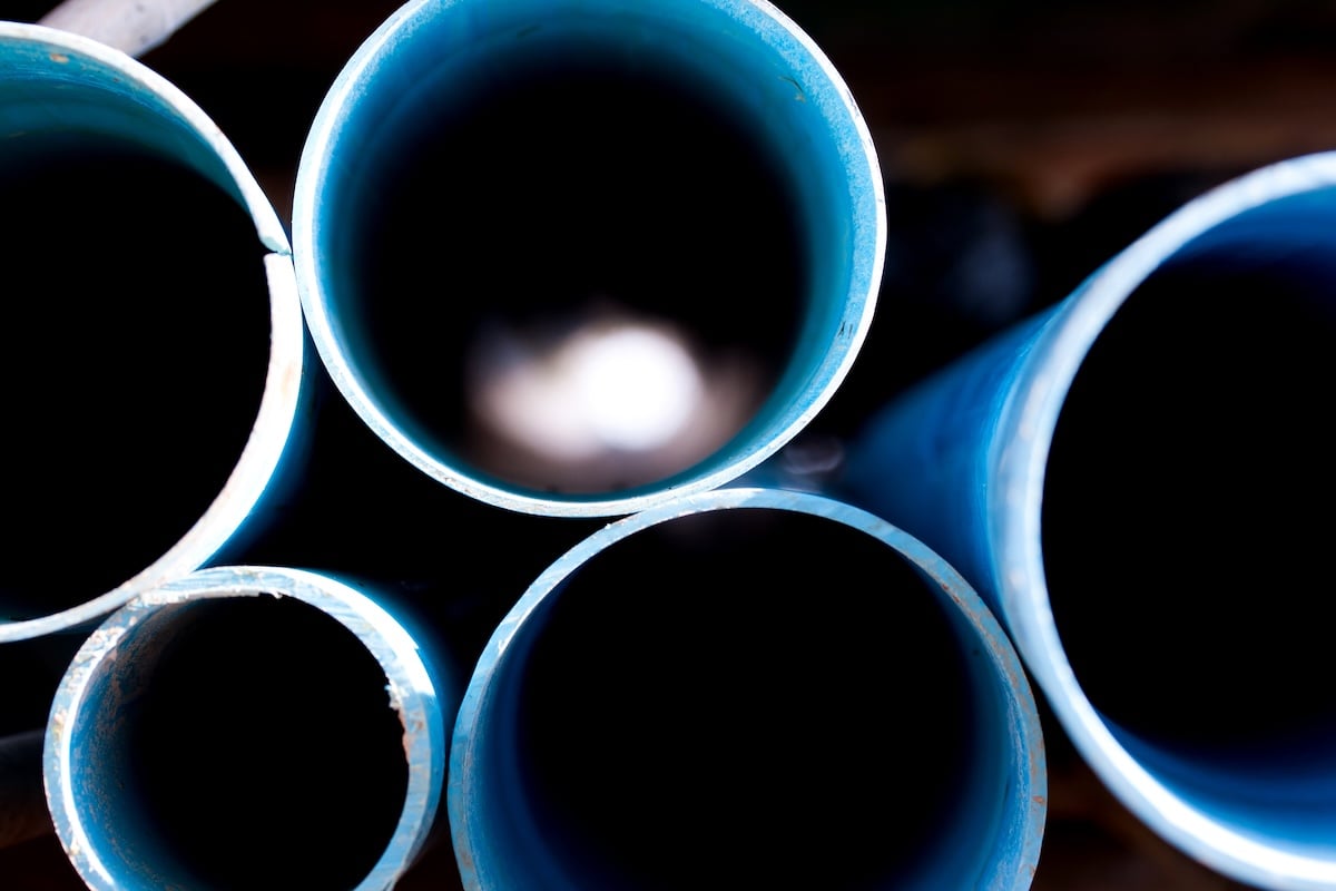 Blue plastic water pipe