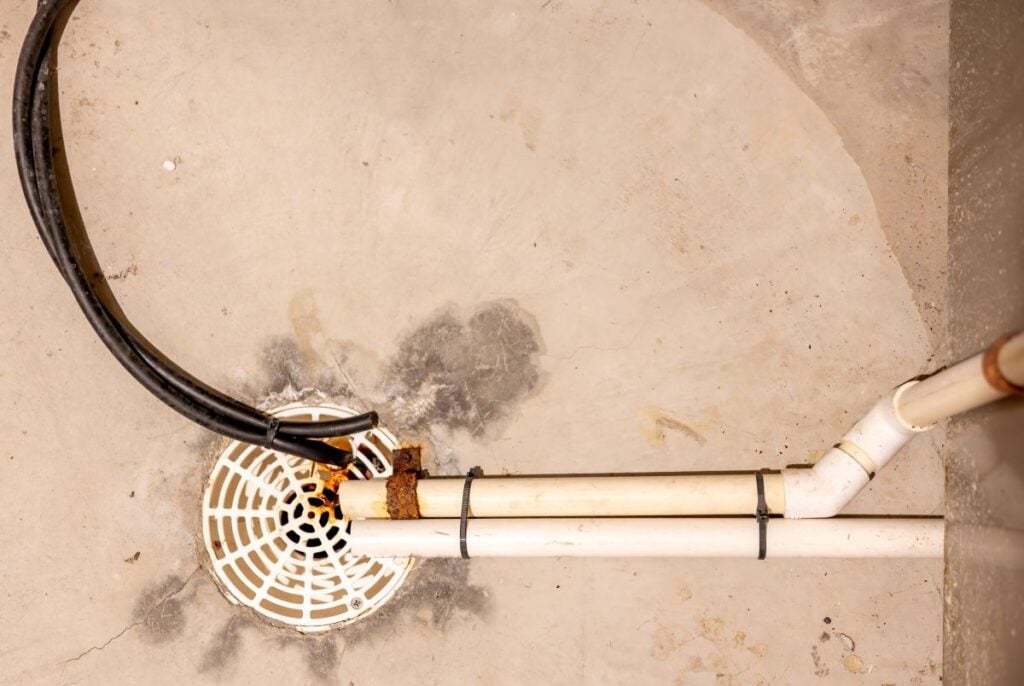 A residential house basement floor drain