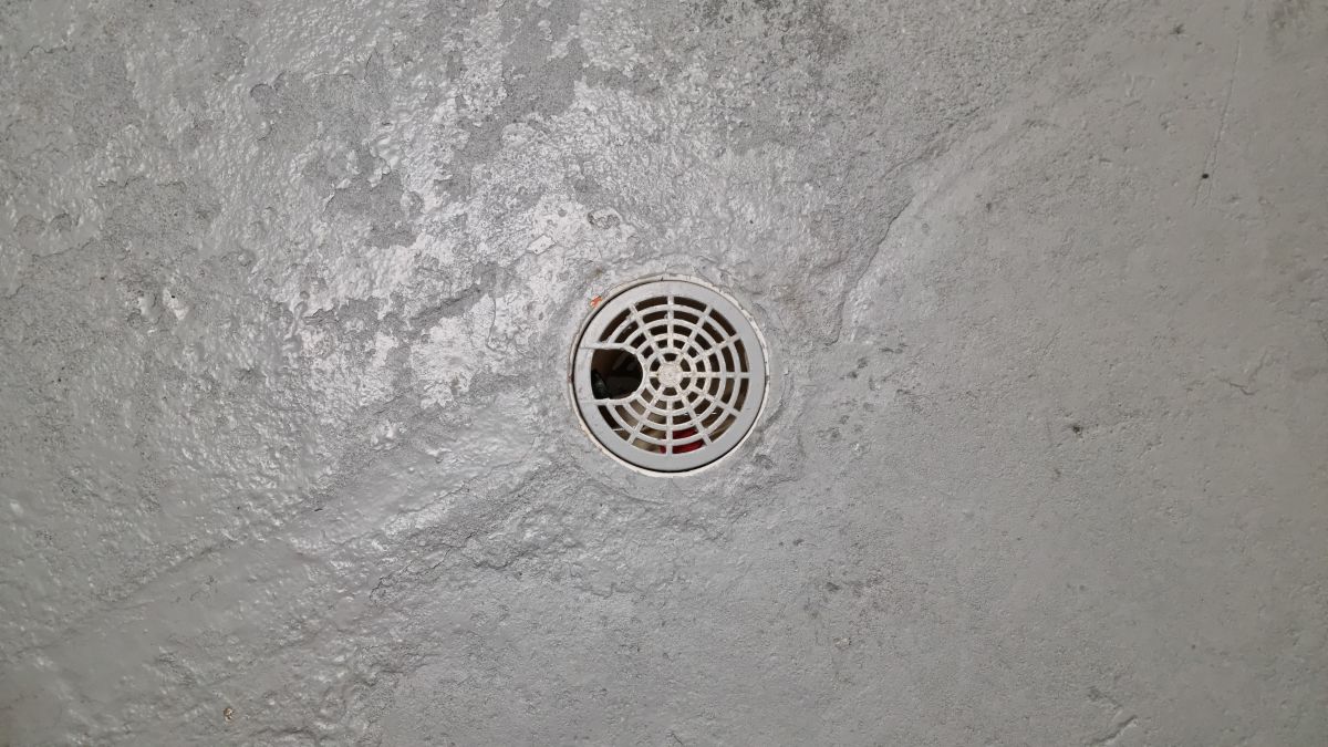 Drain hole in a concrete floor