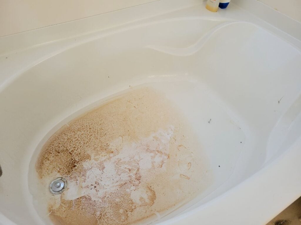 backed up pipes in a bathroom