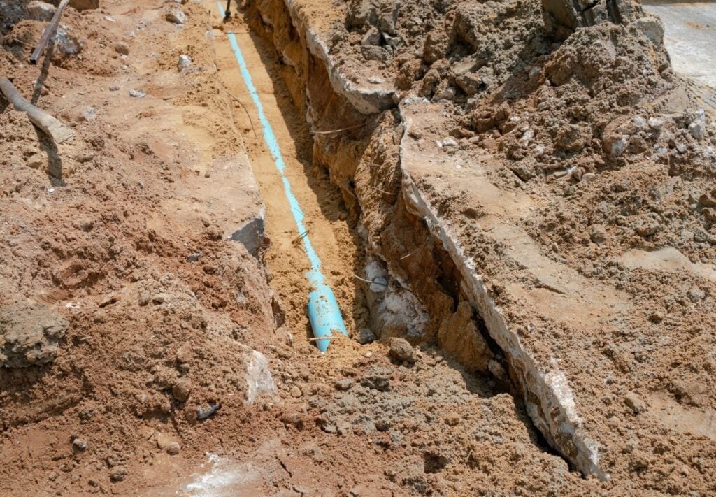 Street under construction for water pipe line