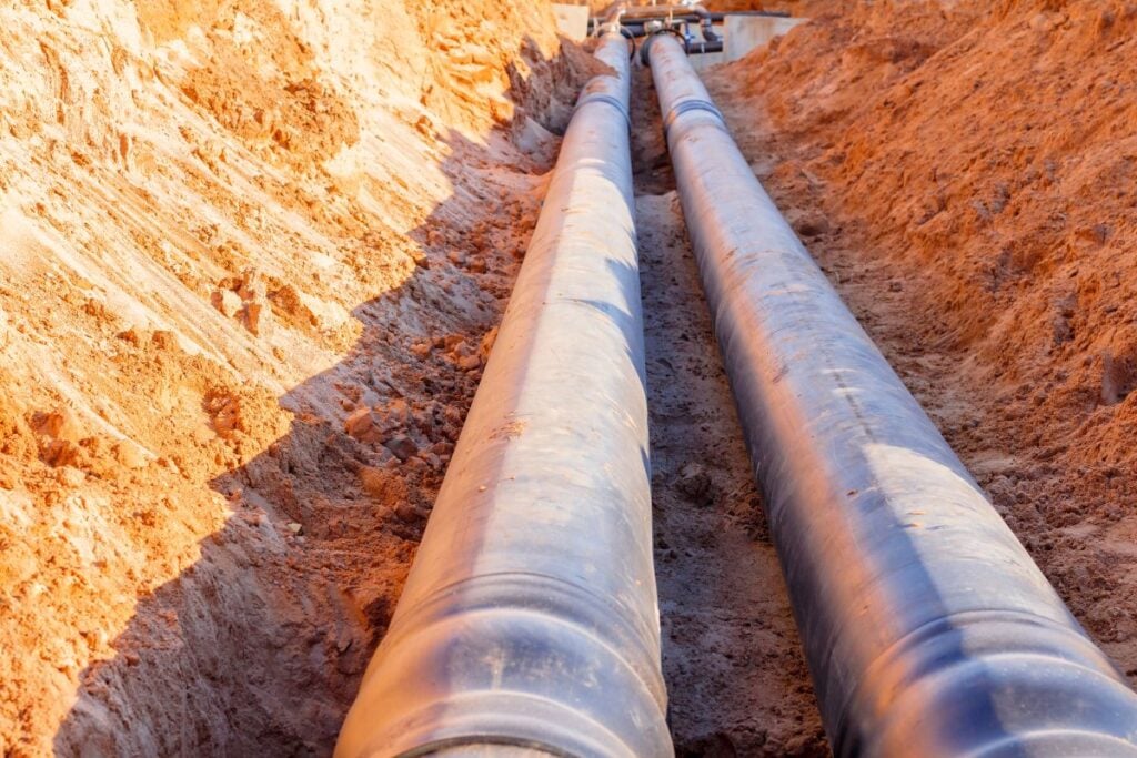 The process of installation of sewer lines