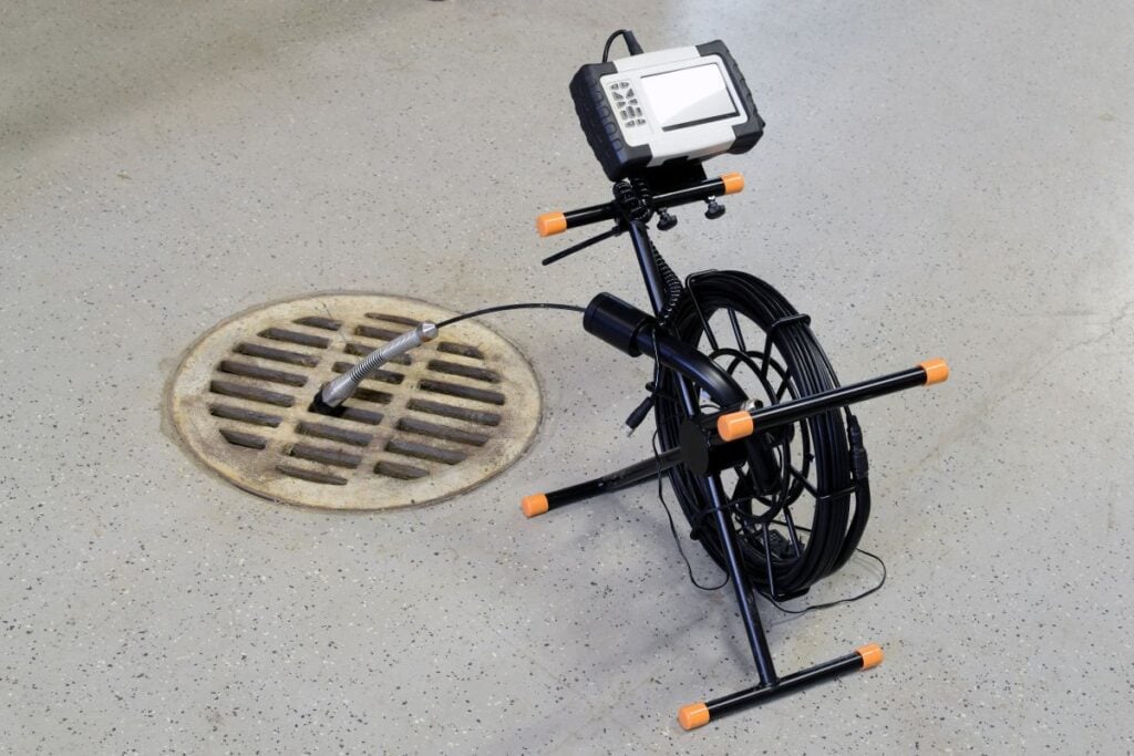 Sewer inspection camera. Horizontal image with copy space.
