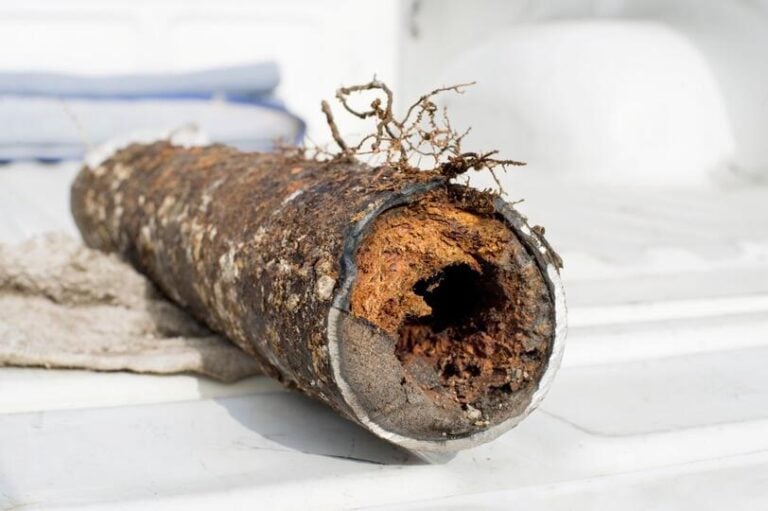 Clogged sewer pipe in need of a root killer